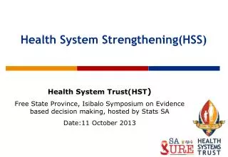Health System Strengthening(HSS)