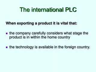 The international PLC