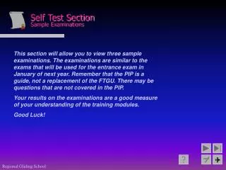 Self Test Section Sample Examinations