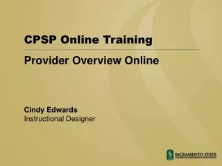 Provider Overview Online