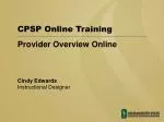 Provider Overview Online - slide 1