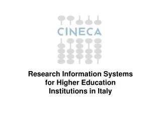 Research Information Systems for Higher Education Institutions in Italy