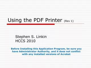 Using the PDF Printer (Rev 1)