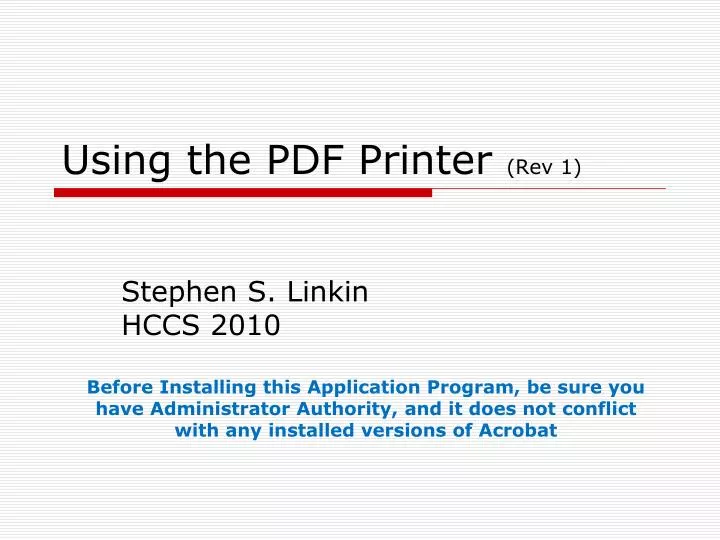 using the pdf printer rev 1