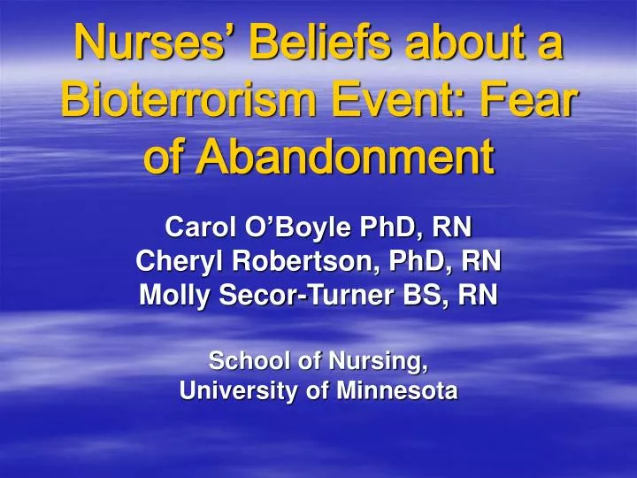 nurses beliefs about a bioterrorism event fear of abandonment