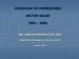programa de inversiones sector salud 2003 2005