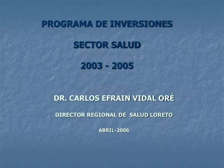 programa de inversiones sector salud 2003 2005