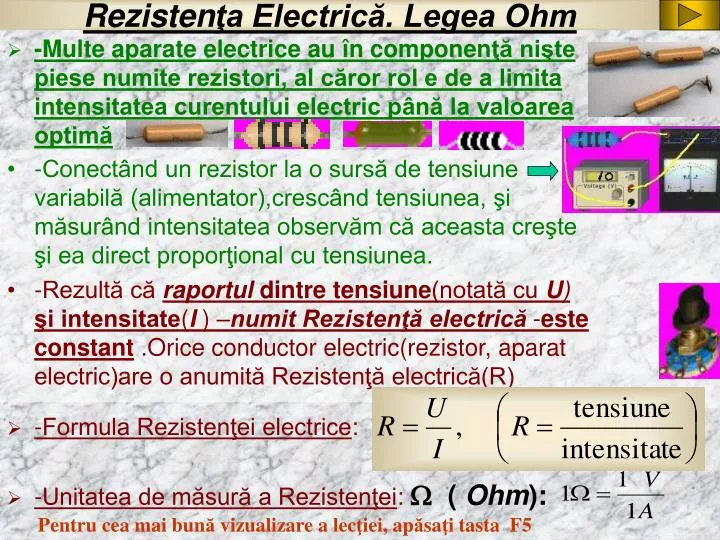 rezisten a electric legea ohm