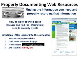 Properly Documenting Web Resources