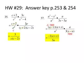 HW #29: Answer key p.253 &amp; 254