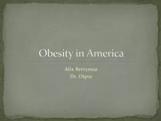 Obesity in America