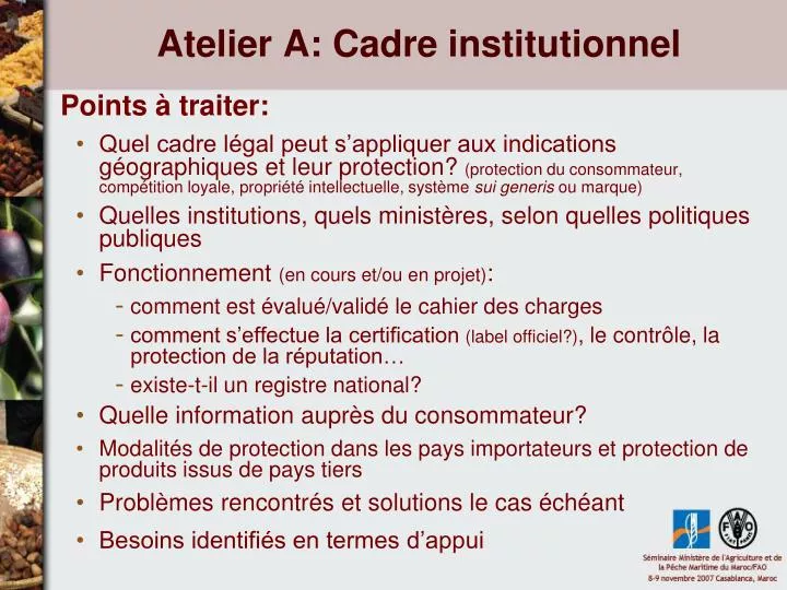 atelier a cadre institutionnel
