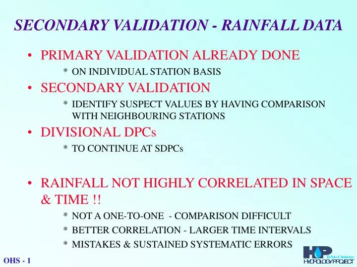 secondary validation rainfall data