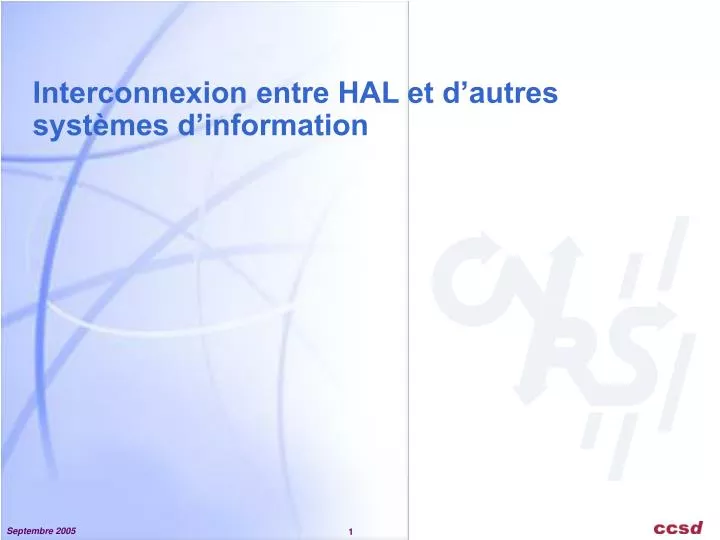 interconnexion entre hal et d autres syst mes d information