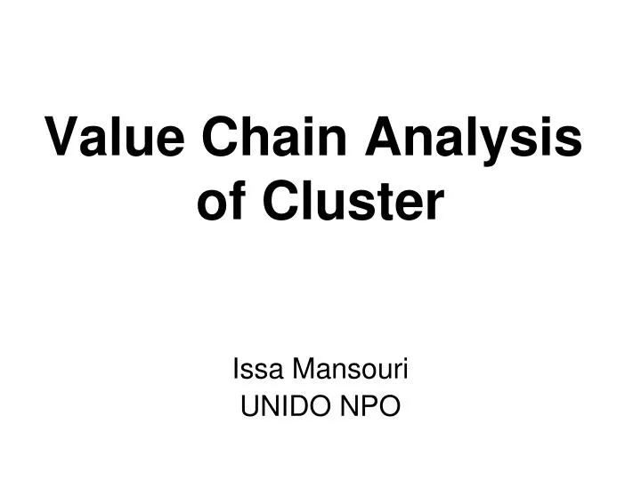 value chain analysis of cluster