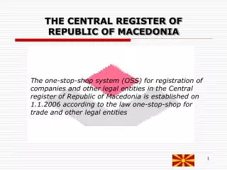 THE CENTRAL REGISTER OF REPUBLIC OF MACEDONIA
