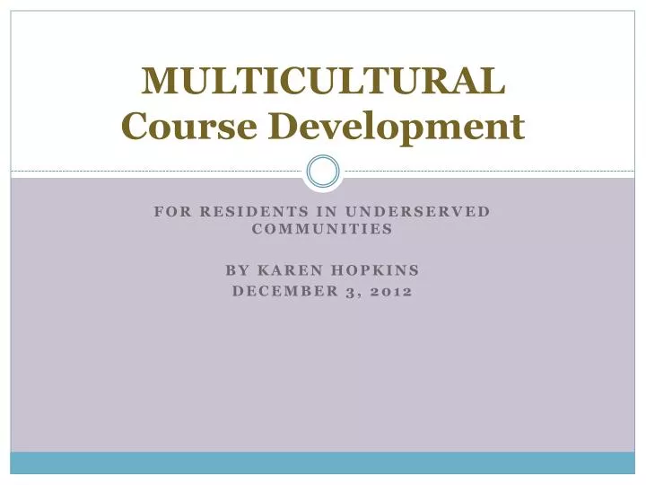 multicultural course development