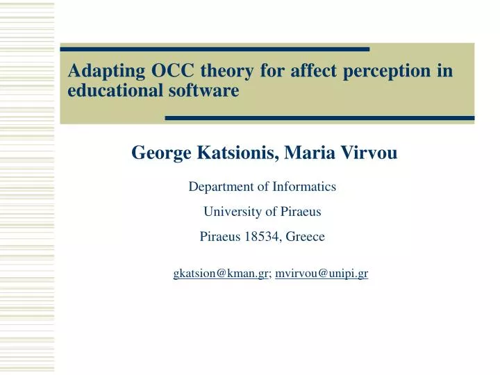 adapting occ theory for affect perception in educational software