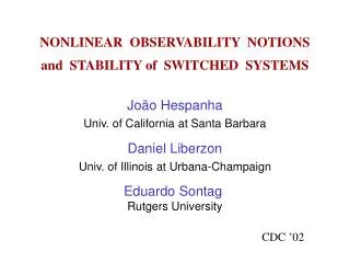 NONLINEAR OBSERVABILITY NOTIONS and STABILITY of SWITCHED SYSTEMS