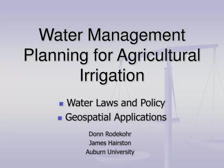 water management planning for agricultural irrigation