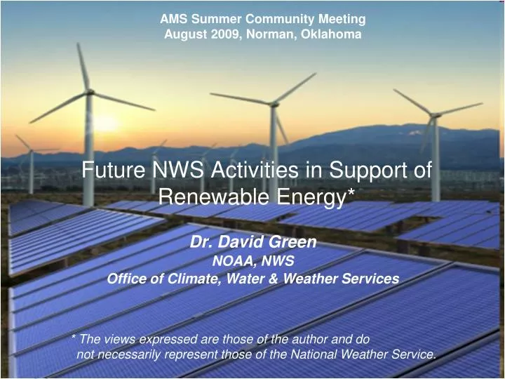 future nws activities in support of renewable energy