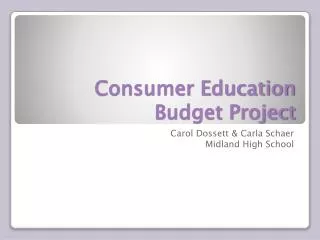 Consumer Education Budget Project