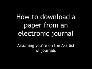 How to download a paper from an electronic journal