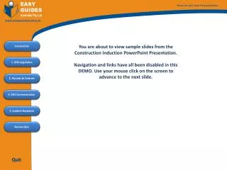 You are about to view sample slides from the Construction Induction PowerPoint Presentation.