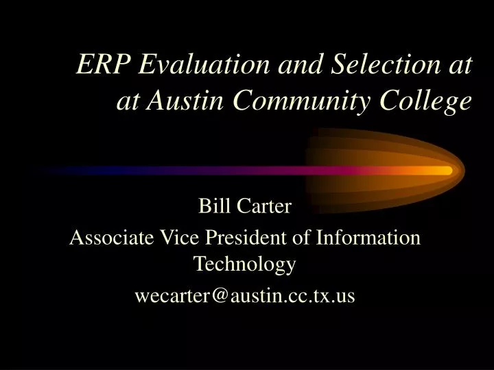 erp evaluation and selection at at austin community college