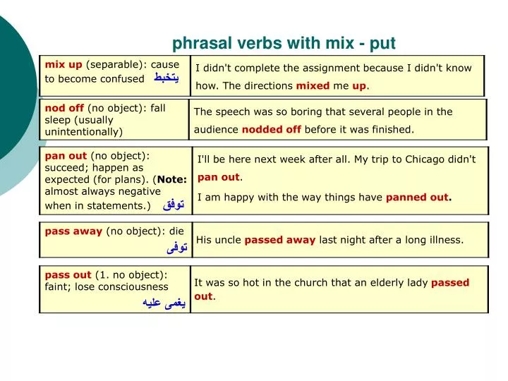 phrasal verbs with mix put