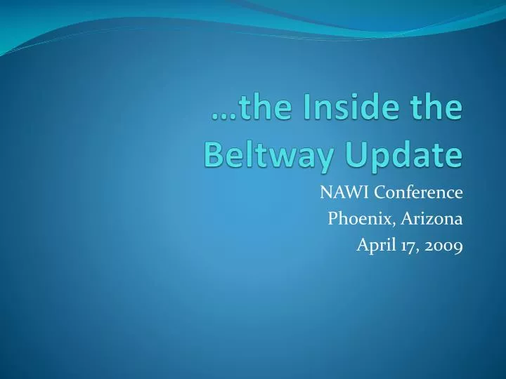 the inside the beltway update
