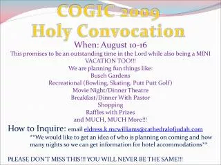 COGIC 2009 Holy Convocation