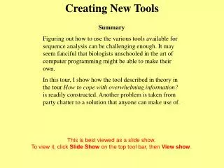 Creating New Tools