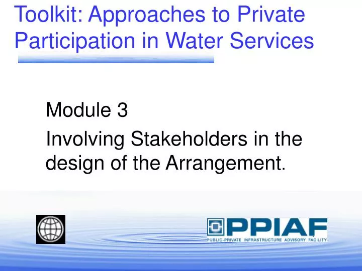 toolkit approaches to private participation in water services