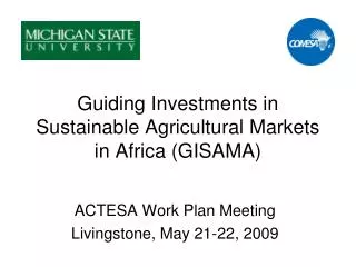 Guiding Investments in Sustainable Agricultural Markets in Africa (GISAMA)