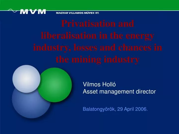 privatisation and liberalisation in the energy industry losses and chances in the mining industry