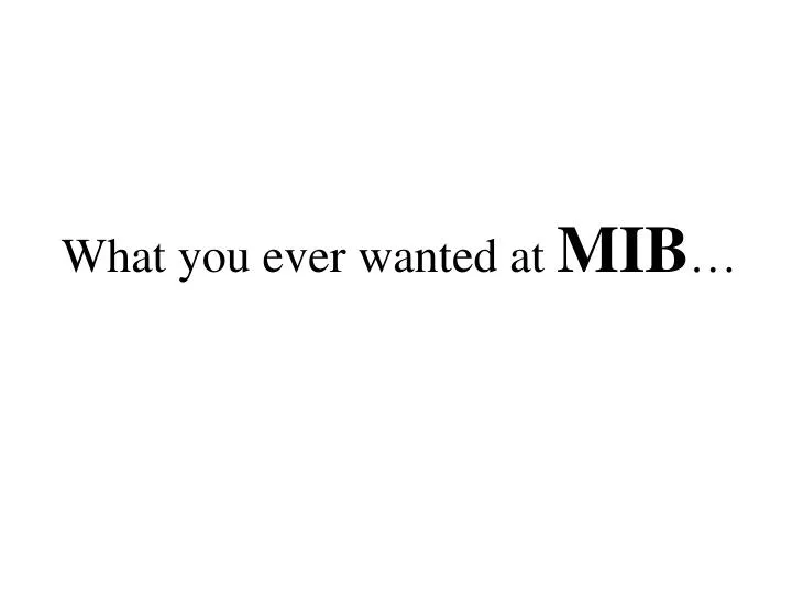 what you ever wanted at mib