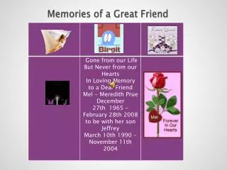 Memories of a Great Friend