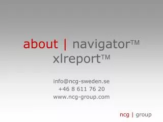 about | navigator ? xlreport?