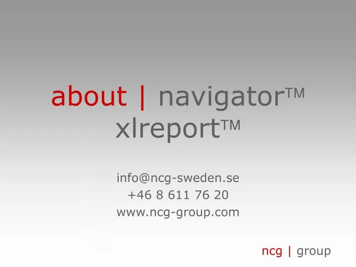 about navigator xlreport