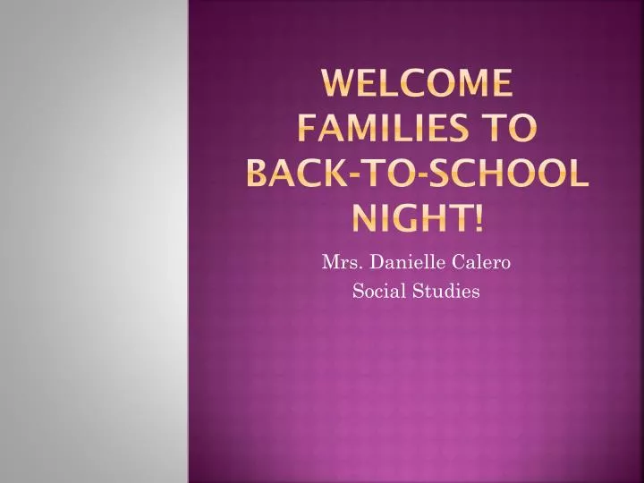 welcome families to back to school night