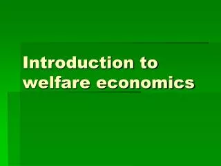 Introduction to welfare economics