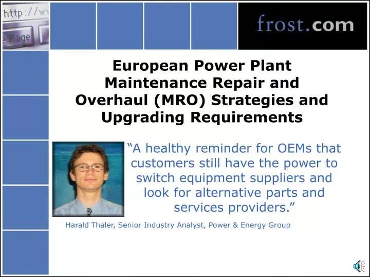 european power plant maintenance repair and overhaul mro strategies and upgrading requirements