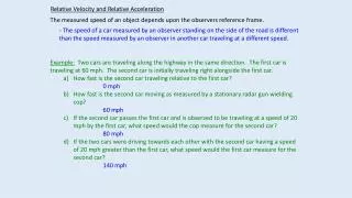 Relative Velocity and Relative Acceleration