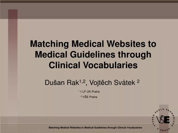 matching medical websites to medical guidelines through clinical vocabularies