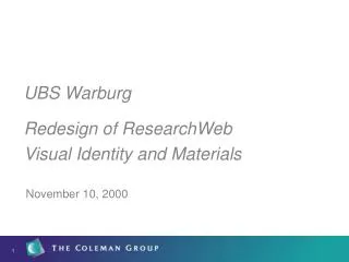UBS Warburg Redesign of ResearchWeb Visual Identity and Materials