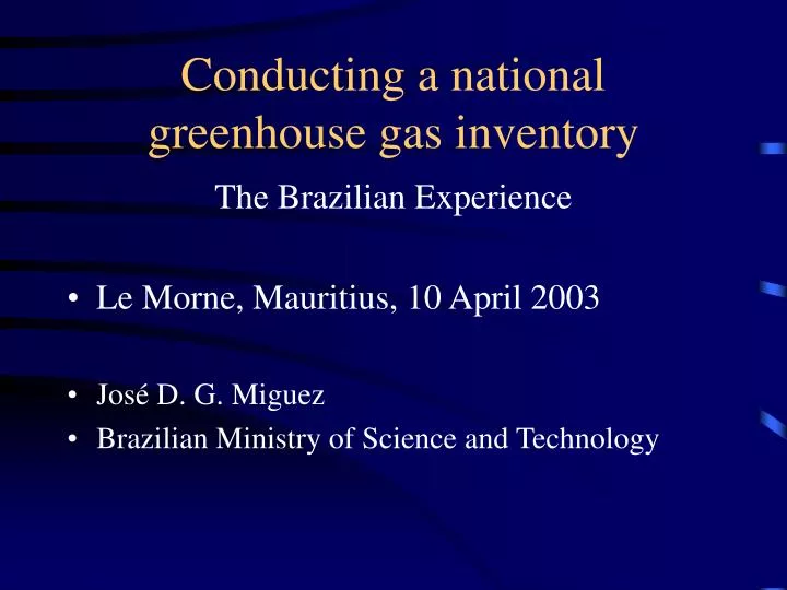 conducting a national greenhouse gas inventory