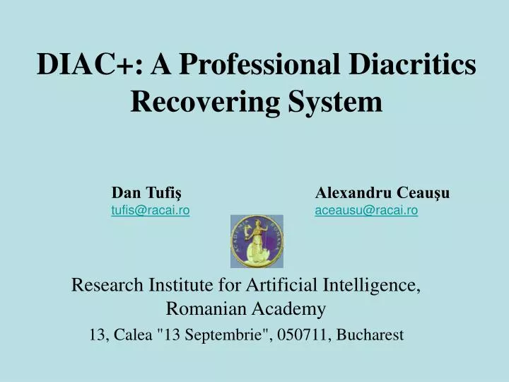 diac a professional diacritics recovering system