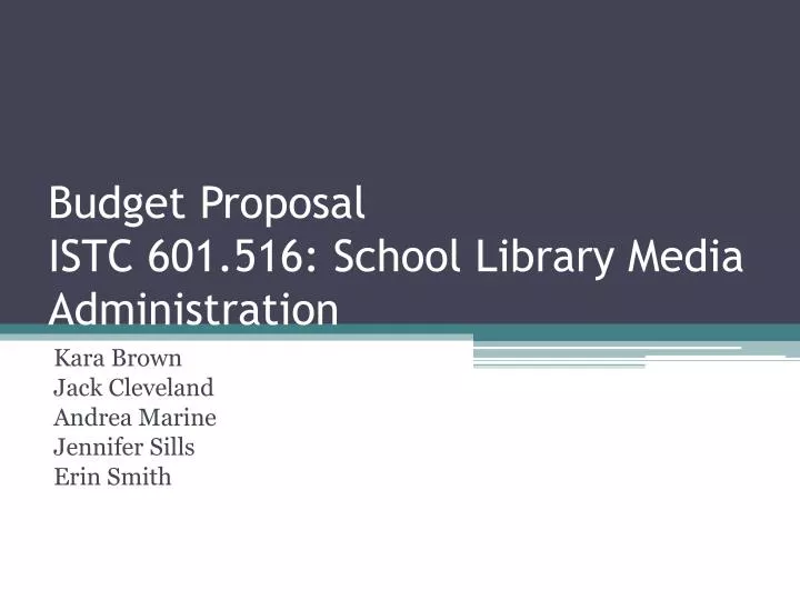 budget proposal istc 601 516 school library media administration
