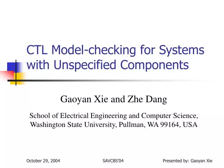 ctl model checking for systems with unspecified components